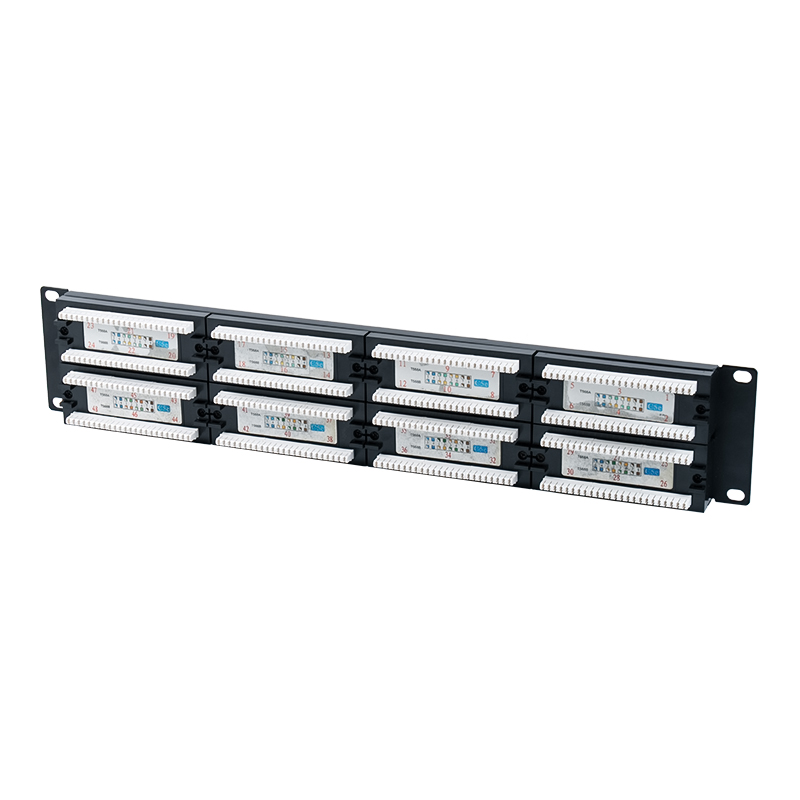 Bảng vá lỗi 48 cổng không được che chắn 19 inch 2U Cat5e (IDC mục đích kép; có chèn bìa cứng nhựa) SP-3204D48-C5E Bảng vá lỗi 48 cổng không được che chắn 19 inch 2U Cat5e (IDC mục đích kép; có chèn bìa cứng nhựa) SP-3204D48-C5E