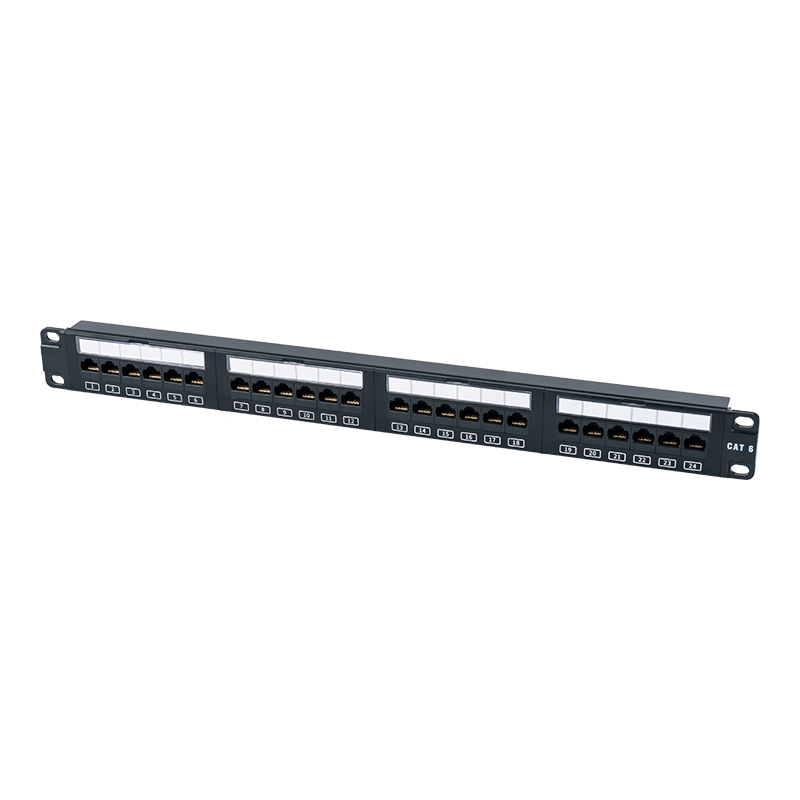 C6 19-inch 1U Bảng điều khiển 24 cổng không được che chắn (Cửa sổ nhựa lật) SP-3411D24-C6